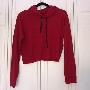 Red hoodie comfort crop top